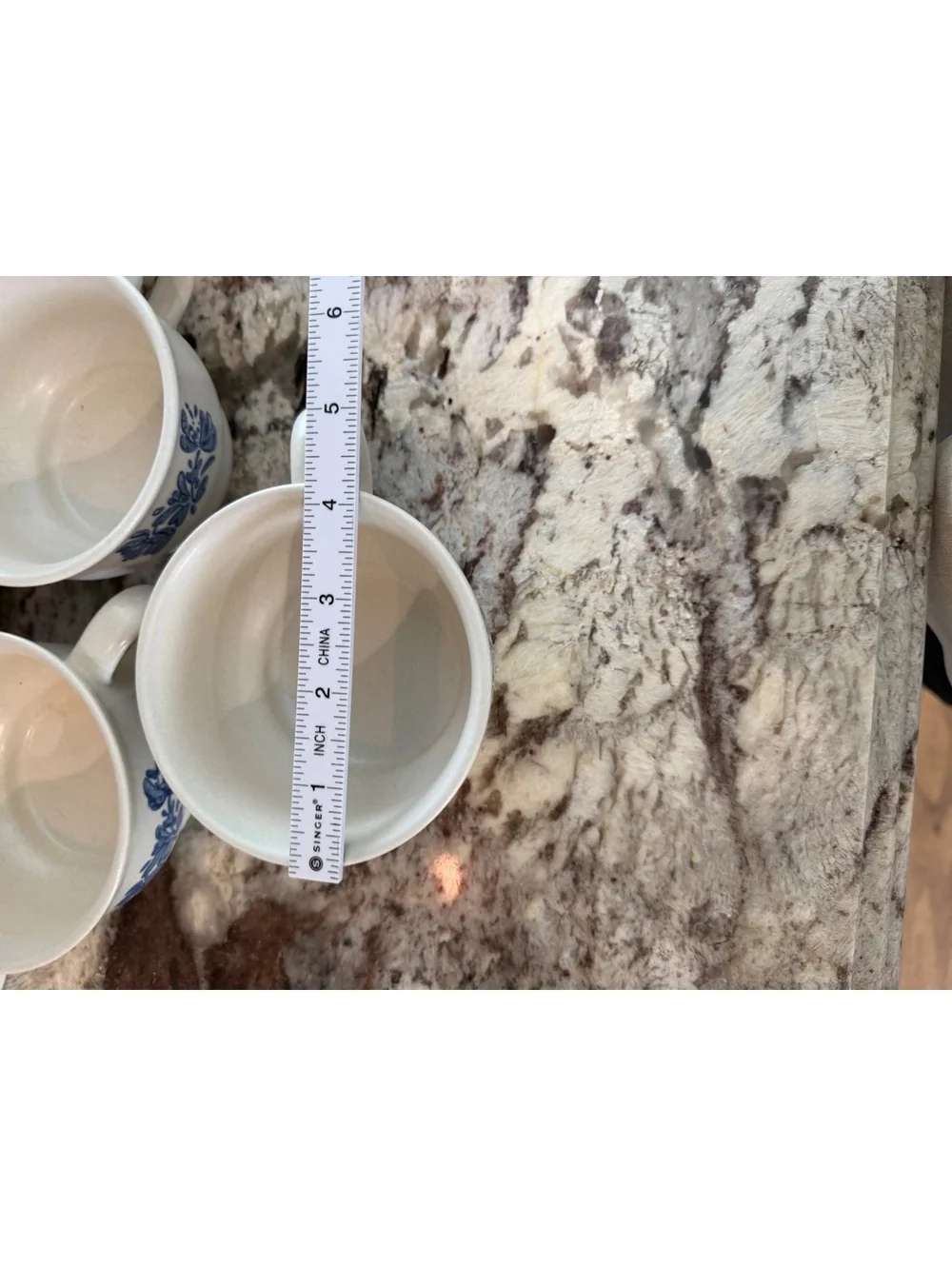 Pfaltzgraff Blue Floral Stoneware Tea Cups and Saucers Set of 6